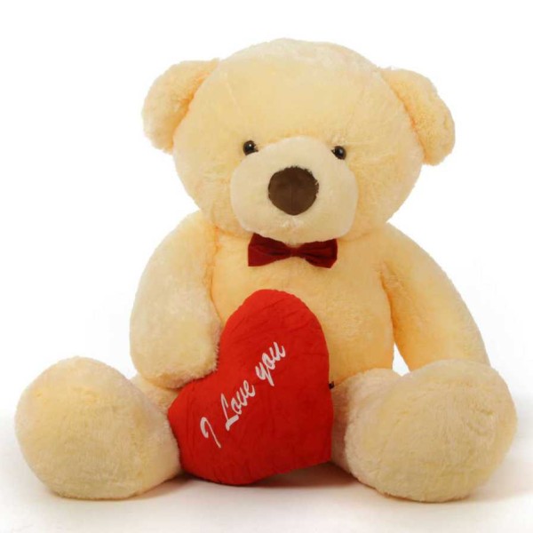 2 feet big peach teddy bear with red I Love You Heart